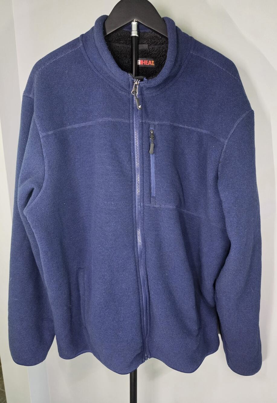 32 Degrees Heat Mens XL Navy Blue Sherpa Lined Full Zip Fleece Jacket Gorpcore
